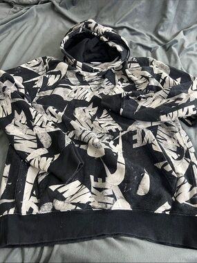 Nike Black and White Graphic Turtleneck Sweater